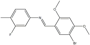 N-[(E)-(5-bromo-2,4-dimethoxyphenyl)methylidene]-N-(3-fluoro-4-methylphenyl)amine 结构式