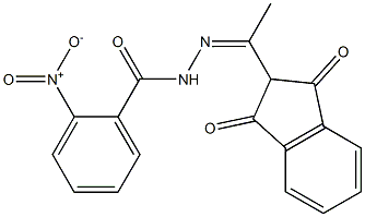 N'-[(Z)-1-(1,3-dioxo-2,3-dihydro-1H-inden-2-yl)ethylidene]-2-nitrobenzohydrazide,,结构式