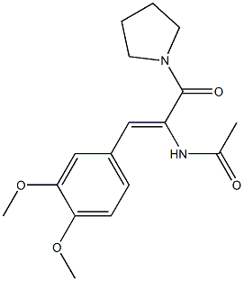 N-[(Z)-2-(3,4-dimethoxyphenyl)-1-(1-pyrrolidinylcarbonyl)ethenyl]acetamide,,结构式