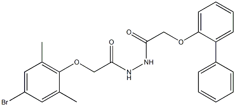 N'-[2-([1,1'-biphenyl]-2-yloxy)acetyl]-2-(4-bromo-2,6-dimethylphenoxy)acetohydrazide 化学構造式