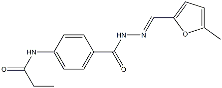 N-[4-({2-[(E)-(5-methyl-2-furyl)methylidene]hydrazino}carbonyl)phenyl]propanamide 化学構造式