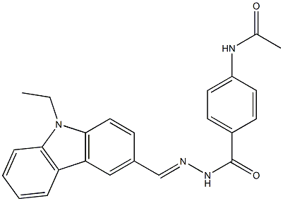 N-[4-({2-[(E)-(9-ethyl-9H-carbazol-3-yl)methylidene]hydrazino}carbonyl)phenyl]acetamide Struktur