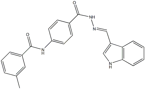 N-[4-({2-[(E)-1H-indol-3-ylmethylidene]hydrazino}carbonyl)phenyl]-3-methylbenzamide 结构式