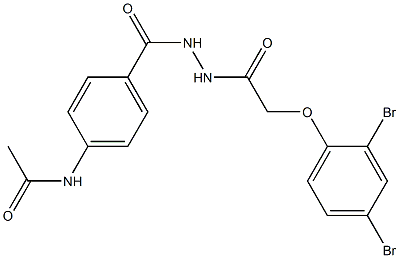 N-[4-({2-[2-(2,4-dibromophenoxy)acetyl]hydrazino}carbonyl)phenyl]acetamide Struktur