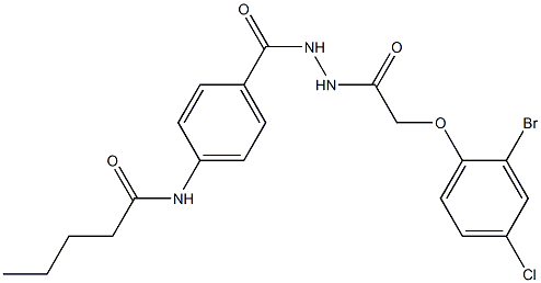 N-[4-({2-[2-(2-bromo-4-chlorophenoxy)acetyl]hydrazino}carbonyl)phenyl]pentanamide 化学構造式
