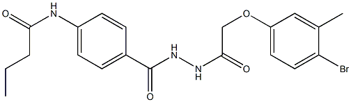 N-[4-({2-[2-(4-bromo-3-methylphenoxy)acetyl]hydrazino}carbonyl)phenyl]butanamide,,结构式