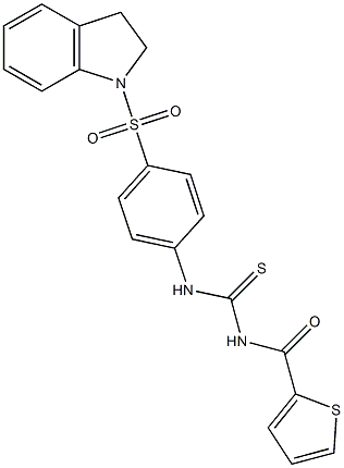 N-[4-(2,3-dihydro-1H-indol-1-ylsulfonyl)phenyl]-N'-(2-thienylcarbonyl)thiourea Struktur