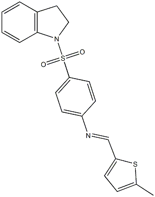 4-(2,3-dihydro-1H-indol-1-ylsulfonyl)-N-[(E)-(5-methyl-2-thienyl)methylidene]aniline Struktur