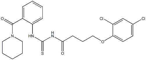 N-[4-(2,4-dichlorophenoxy)butanoyl]-N'-[2-(1-piperidinylcarbonyl)phenyl]thiourea Structure