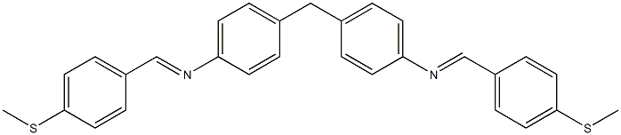 N-{(E)-[4-(methylsulfanyl)phenyl]methylidene}-N-{4-[4-({(E)-[4-(methylsulfanyl)phenyl]methylidene}amino)benzyl]phenyl}amine 结构式