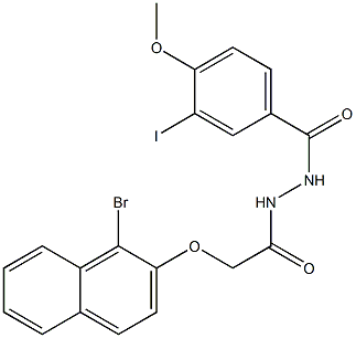 N'-{2-[(1-bromo-2-naphthyl)oxy]acetyl}-3-iodo-4-methoxybenzohydrazide Structure