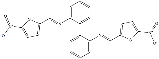N-[(E)-(5-nitro-2-thienyl)methylidene]-N-(2'-{[(E)-(5-nitro-2-thienyl)methylidene]amino}[1,1'-biphenyl]-2-yl)amine 化学構造式