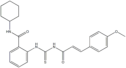 N-cyclohexyl-2-[({[(E)-3-(4-methoxyphenyl)-2-propenoyl]amino}carbothioyl)amino]benzamide Structure