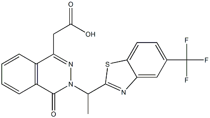 3-[1-(5-Trifluoromethyl-2-benzothiazolyl)ethyl]-3,4-dihydro-4-oxophthalazine-1-acetic acid Struktur