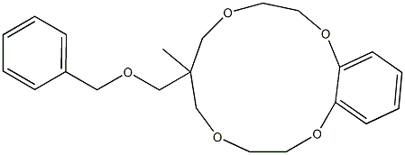 6-[(Benzyloxy)methyl]-6-methyl-2,3,6,7,9,10-hexahydro-5H-1,4,8,11-benzotetraoxacyclotridecin Struktur