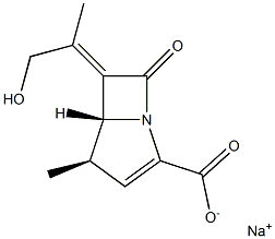 (4R,5R)-6-[(E)-1-(ヒドロキシメチル)エチリデン]-4-メチル-7-オキソ-1-アザビシクロ[3.2.0]ヘプタ-2-エン-2-カルボン酸ナトリウム 化学構造式