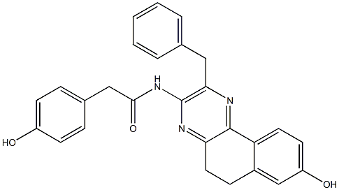 2-Benzyl-3-[1-oxo-2-(4-hydroxyphenyl)ethylamino]-8-hydroxy-5,6-dihydrobenzo[f]quinoxaline Struktur
