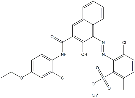 3-Chloro-6-methyl-2-[[3-[[(2-chloro-4-ethoxyphenyl)amino]carbonyl]-2-hydroxy-1-naphtyl]azo]benzenesulfonic acid sodium salt Struktur
