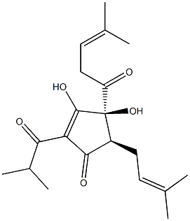 (4S,5R)-3,4-Dihydroxy-5-(3-methyl-2-butenyl)-4-(4-methyl-1-oxo-3-pentenyl)-2-(2-methyl-1-oxopropyl)-2-cyclopenten-1-one Struktur