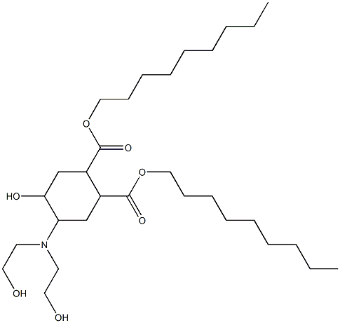 5-ヒドロキシ-4-[ビス(2-ヒドロキシエチル)アミノ]-1,2-シクロヘキサンジカルボン酸ジノニル 化学構造式