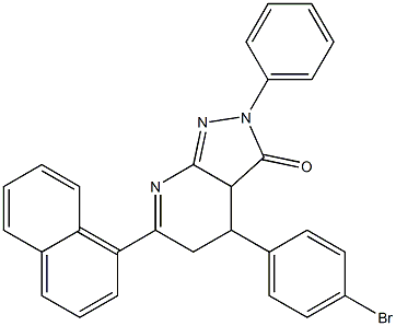 2-フェニル-3,3a,4,5-テトラヒドロ-6-(1-ナフチル)-4-(4-ブロモフェニル)-2H-ピラゾロ[3,4-b]ピリジン-3-オン 化学構造式