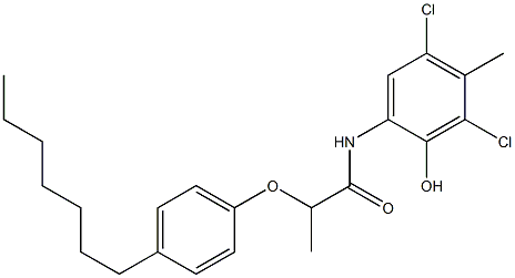 2-[2-(4-Heptylphenoxy)propanoylamino]-4,6-dichloro-5-methylphenol,,结构式