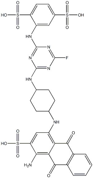 2-[[4-[[4-[[(4-Amino-9,10-dihydro-9,10-dioxo-3-sulfoanthracen)-1-yl]amino]cyclohexyl]amino]-6-fluoro-1,3,5-triazin-2-yl]amino]-1,4-benzenedisulfonic acid