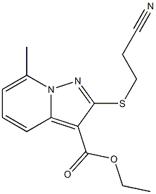 2-[(2-Cyanoethyl)thio]-7-methylpyrazolo[1,5-a]pyridine-3-carboxylic acid ethyl ester 结构式