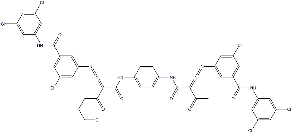 3,3'-[2-(2-Chloroethyl)-1,4-phenylenebis[iminocarbonyl(acetylmethylene)azo]]bis[N-(3,5-dichlorophenyl)-5-chlorobenzamide],,结构式