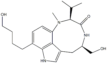 (2S,5R)-1,2,4,5,6,8-ヘキサヒドロ-9-(4-ヒドロキシブチル)-5-ヒドロキシメチル-2-イソプロピル-1-メチル-3H-ピロロ[4,3,2-gh]-1,4-ベンゾジアゾニン-3-オン 化学構造式