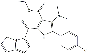 5-(4-Chlorophenyl)-4-dimethylamino-2-(pyrrolizinocarbonyl)-1H-pyrrole-3-carboxylic acid ethyl ester,,结构式