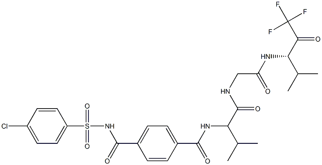 N-[4-[(4-クロロフェニルスルホニルアミノ)カルボニル]ベンゾイル]-L-Val-Gly-(1-イソプロピル-2-オキソ-3,3,3-トリフルオロプロピル)-NH2 化学構造式