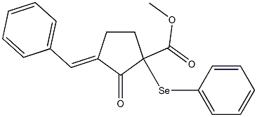 3-ベンジリデン-2-オキソ-1-(フェニルセレノ)シクロペンタン-1-カルボン酸メチル 化学構造式