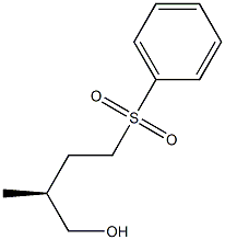 [S,(-)]-2-メチル-4-フェニルスルホニル-1-ブタノール 化学構造式