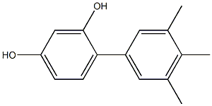 4-(3,4,5-トリメチルフェニル)ベンゼン-1,3-ジオール 化学構造式