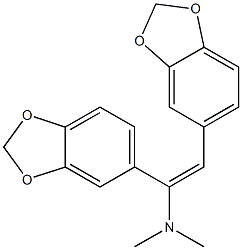 (E)-1,2-ビス[3,4-(メチレンジオキシ)フェニル]-N,N-ジメチルエテン-1-アミン 化学構造式