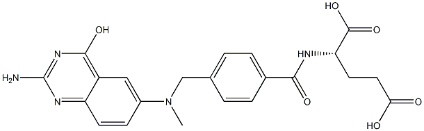 N-[4-[[2-アミノ-4-ヒドロキシキナゾリン-6-イル(メチル)アミノ]メチル]ベンゾイル]-L-グルタミン酸 化学構造式