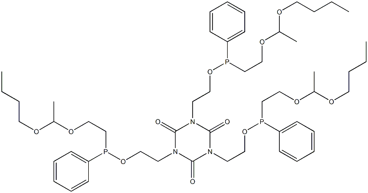 1,3,5-Tris[2-[[[2-(1-butoxyethoxy)ethyl]phenylphosphino]oxy]ethyl]-1,3,5-triazine-2,4,6(1H,3H,5H)-trione Structure