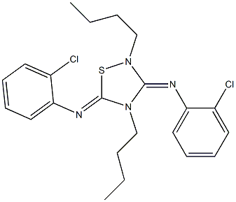 2,4-Dibutyl-3,5-bis[(2-chlorophenyl)imino]-1,2,4-thiadiazolidine Structure