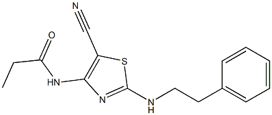 N-[5-Cyano-2-[(2-phenylethyl)amino]thiazol-4-yl]propanamide Struktur