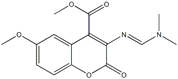 3-(Dimethylaminomethyleneamino)-6-methoxy-2-oxo-2H-1-benzopyran-4-carboxylic acid methyl ester Struktur