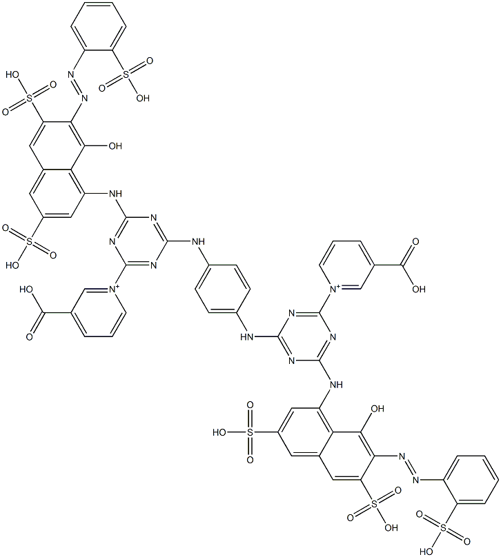 1,1'-[1,4-Phenylenebis[imino[6-[[8-hydroxy-3,6-disulfo-7-[(2-sulfophenyl)azo]-1-naphthalenyl]amino]-1,3,5-triazine-4,2-diyl]]]bis[3-carboxypyridinium] Structure