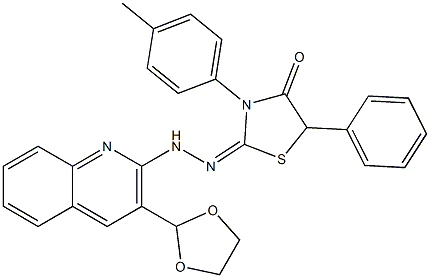 2-[2-[3-(1,3-Dioxolane-2-yl)quinoline-2-yl]hydrazono]-3-(4-methylphenyl)-5-phenylthiazolidine-4-one