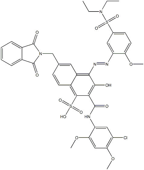 2-[(5-Chloro-2,4-dimethoxyphenyl)aminocarbonyl]-4-[5-[(diethylamino)sulfonyl]-2-methoxyphenylazo]-3-hydroxy-6-(phthalimidylmethyl)naphthalene-1-sulfonic acid,,结构式