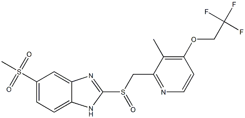 2-[[[3-Methyl-4-(2,2,2-trifluoroethoxy)pyridin-2-yl]methyl]sulfinyl]-5-methylsulfonyl-1H-benzimidazole,,结构式