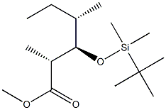 (2R,3R,4S)-3-(tert-ブチルジメチルシリルオキシ)-2,4-ジメチルヘキサン酸メチル 化学構造式