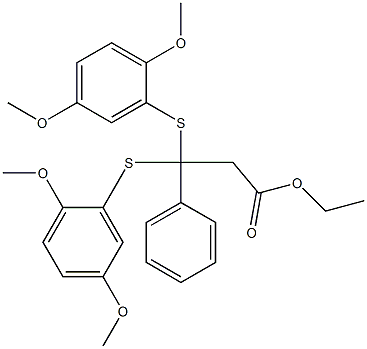 3-Phenyl-3,3-bis(2,5-dimethoxyphenylthio)propionic acid ethyl ester,,结构式