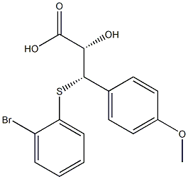 (2S,3S)-2-Hydroxy-3-(p-methoxyphenyl)-3-(o-bromophenylthio)propionic acid Struktur