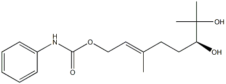 (-)-N-Phenylcarbamic acid [(2E,6S)-6,7-dihydroxy-3,7-dimethyl-2-octenyl] ester Structure