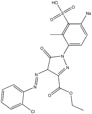 5-Oxo-4,5-dihydro-4-[(2-chlorophenyl)azo]-1-(2-methyl-4-sodiosulfophenyl)-1H-pyrazole-3-carboxylic acid ethyl ester Struktur
